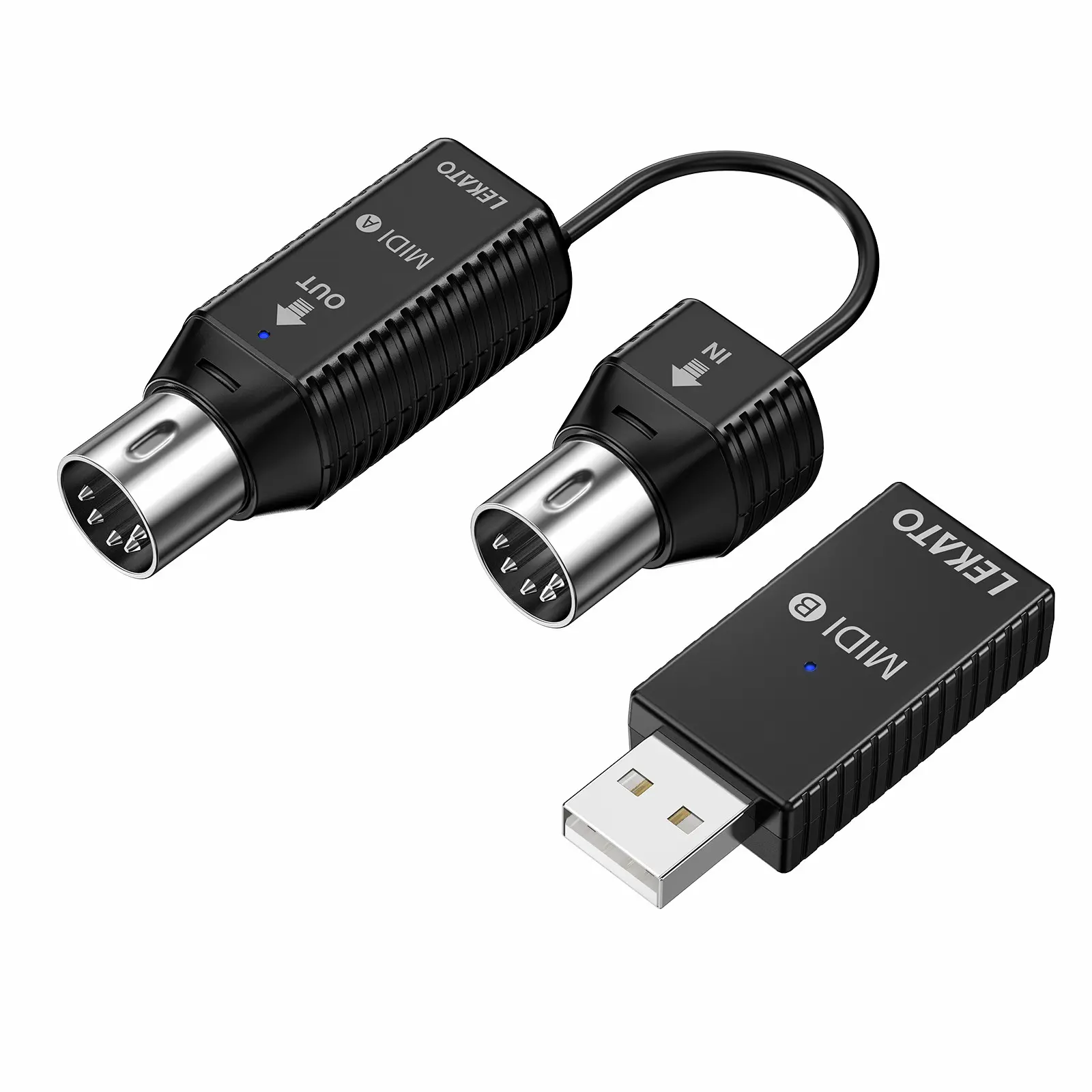 LEKATO Bluetooth Midi Interface Adapter with USB Wireless MIDI Adapter, Ultra Low Latency 5 PIN for Recording,  for Synthesizer EWI Keytar Digital Piano Keyboard to MIDI Devices, Mac OS/iOS, Win XP