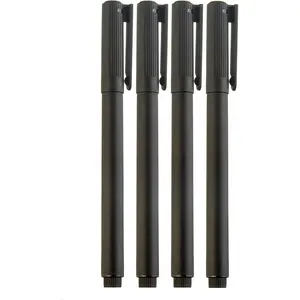 Fine Tip Permanent Pens, 4 Pack Quick Dry Markers, Transparent Sticky Notes Writing Pens, Office School Art Supplies, Black Oil Based Fineliners