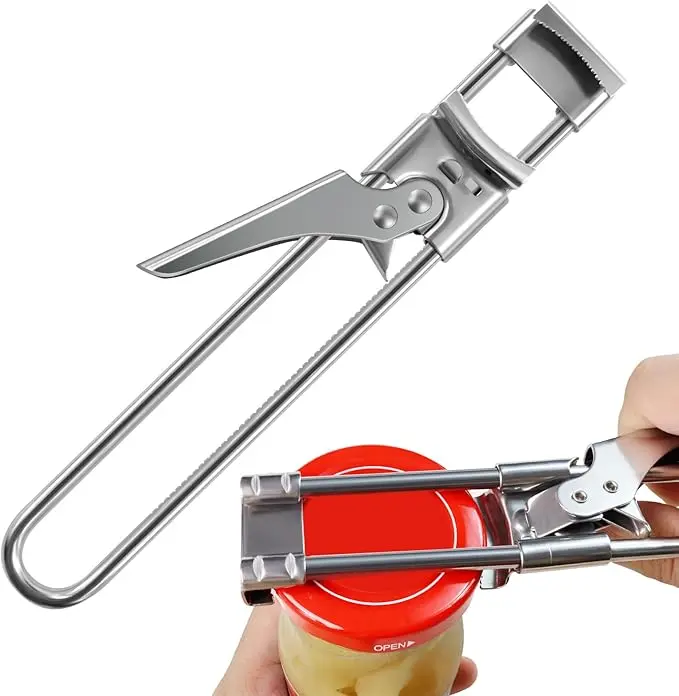 Bottle opener and can opener, suitable for weak hands, adjustable stainless steel can opener, multi-functional can opener Kitchen Kitchenware