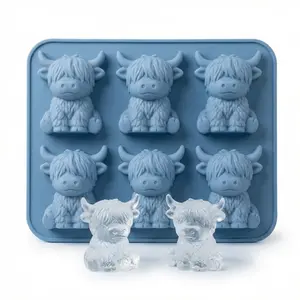 Mini Highland Cow,Dinosaur Ice Cube Mold - Cute 3D Ice for Drinks, Parties & Gifts, Reusable  Silicone Ice Cube Molds, Large Silicone Ice Tray for Whiskey, Bourbon, Cocktails, Party Drinks & Fun Frozen Treats
