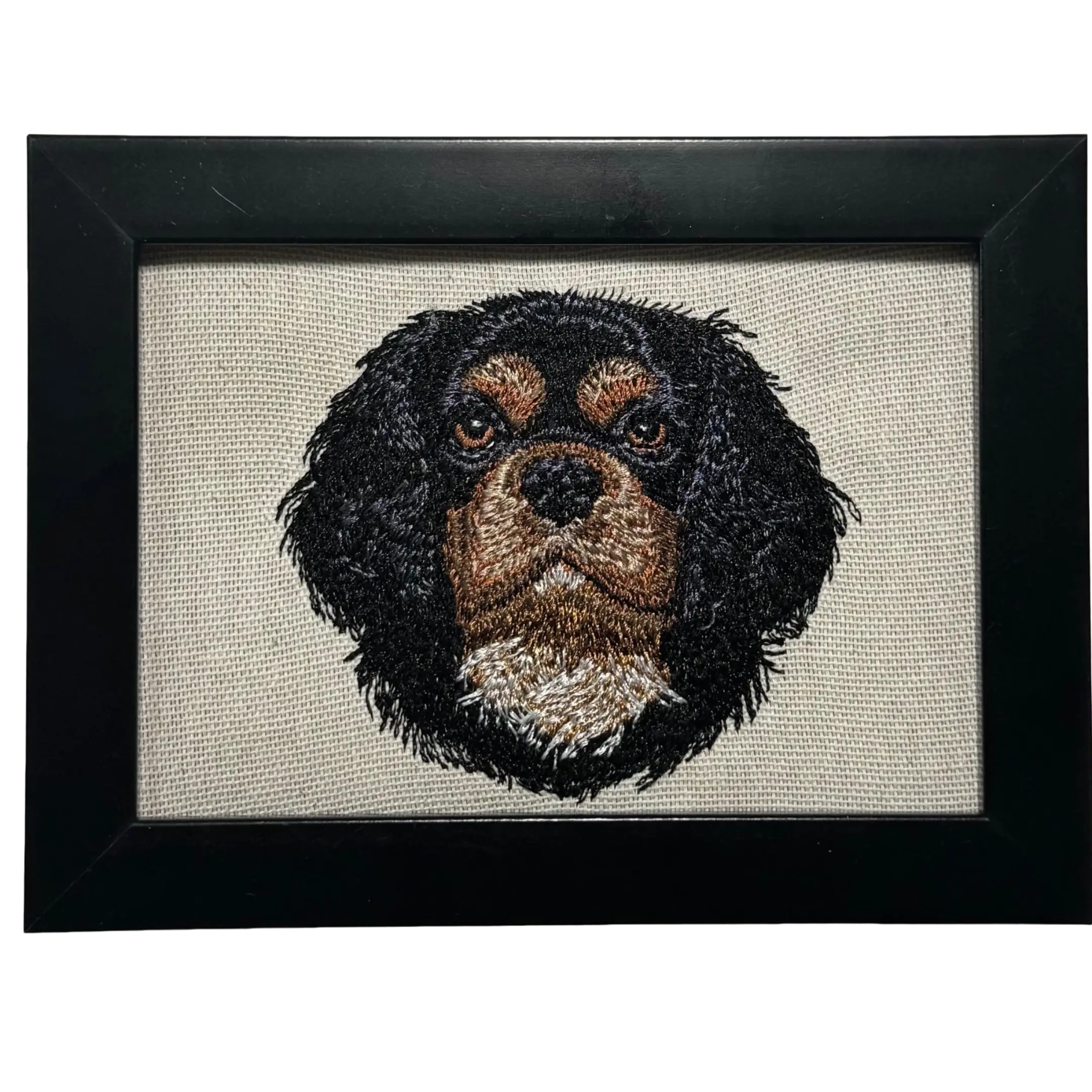 King Charles Cavalier Spaniel Machine-Embroidered Framed Canvas Sign, Animal Ornaments Christmas Gift, Home Office Tabletop Desktop Decor, Multiple Canine Breeds & Designs Available, Decoration, Animals