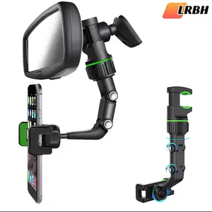 Rearview Mirror Phone Holder 360° Rotatable & Retractable Adjustable Car Mount for Easy Viewing Universal