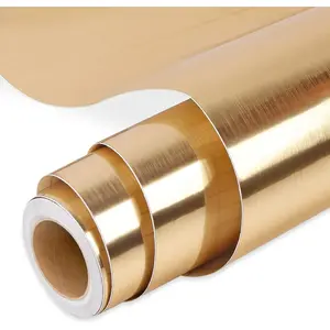 Permanent Vinyl, Brushed Gold Vinyl Compatible with Cricut Cutting Machine - 12" x 10 FT Metallic Adhesive Roll for Cup, Decor Sticker, Home Decal