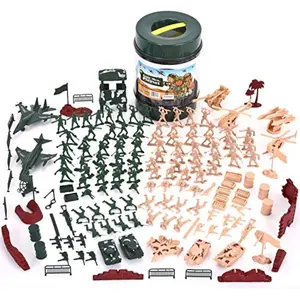 164 Piece Military Soldier Playset Army Men Play Bucket Army Action Figures Battle Group Deluxe Military Playset, Aircrafts, Helicopters, Tanks with Bucket, Birthday Gifts for Boys 3 4 5 6 7 8
