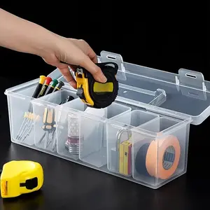 7 Counts Tool Parts Storage Box Set (6 Small Boxes + 1 Large Box), Transparent Multi-Compartment Handheld Organizer, Home Hardware & Toy Organizers, Tool Storage Kit