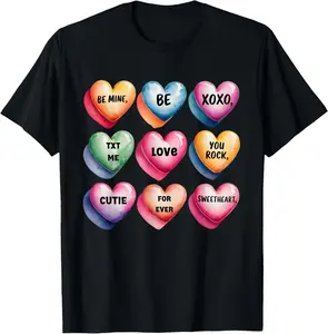 100% Cotton Candy Sweet Heart Valentines Day Design for Women and T-Shirt