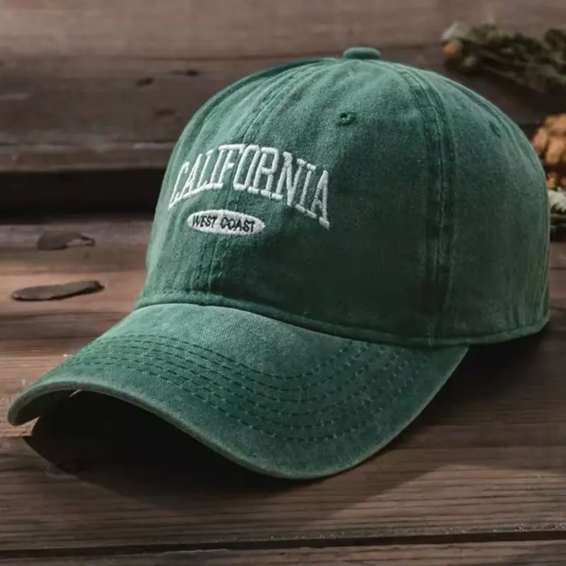 Trendy men's and women's versatile embroidered Californiaweetcake washed baseball cap duckbill cap