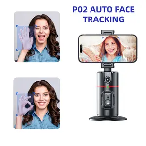 Automatic facial tracking tripod with remote control, no application required, 360 ° smartphone stand for Vlogs and TikTok, body tracking camera stand for iPhone/Android, automatic rotating selfie stand for live streaming (black)