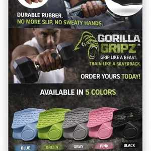 Gorilla Gripz Durable Rubber No More Slip No Sweaty Hands Train Like A Silverback Available In 5 Colors