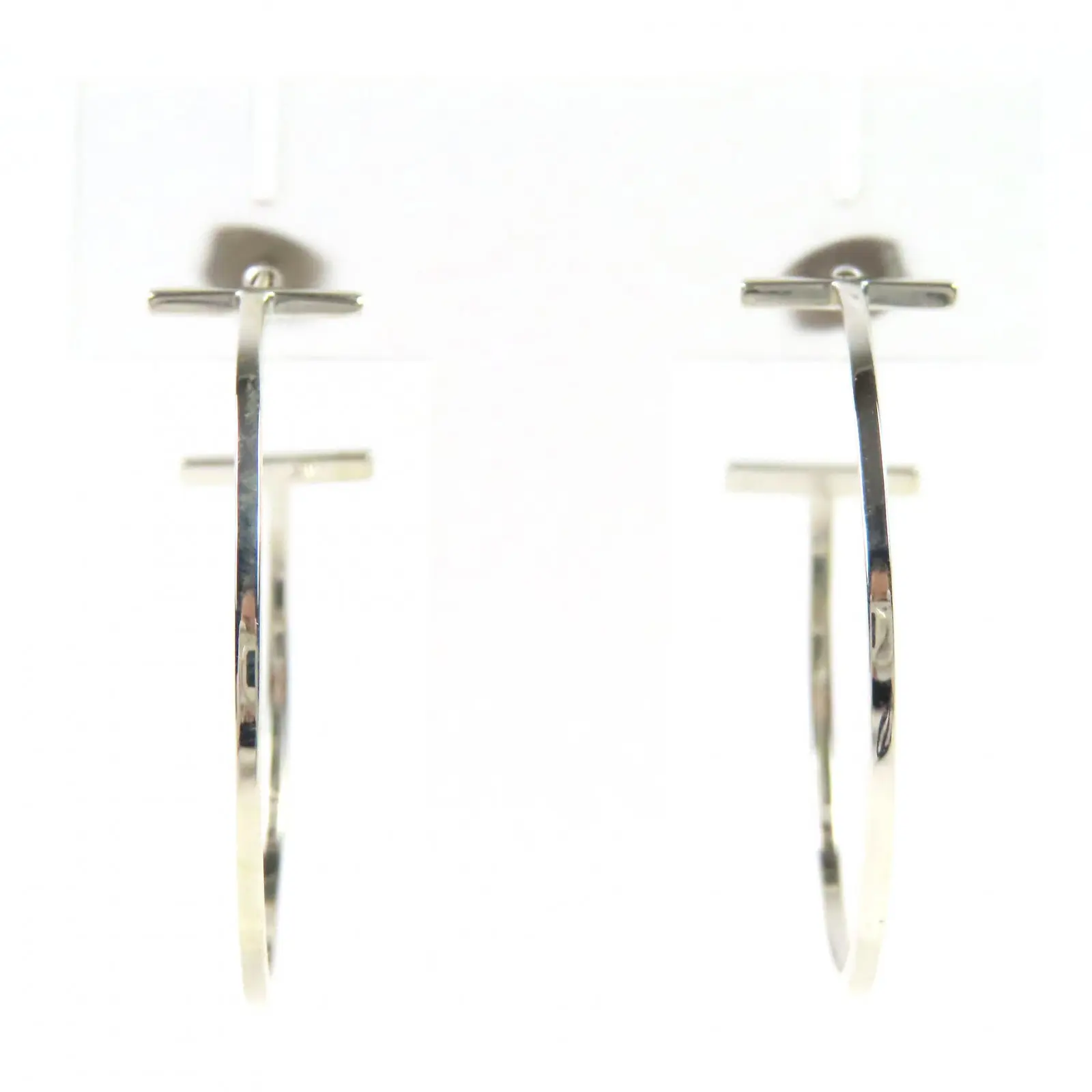 Pre-owned Tiffany & Co. Sterling Silver 925 (Ag925) Small Leather Goods Tiffany&Co. T Wire Silver Earrings