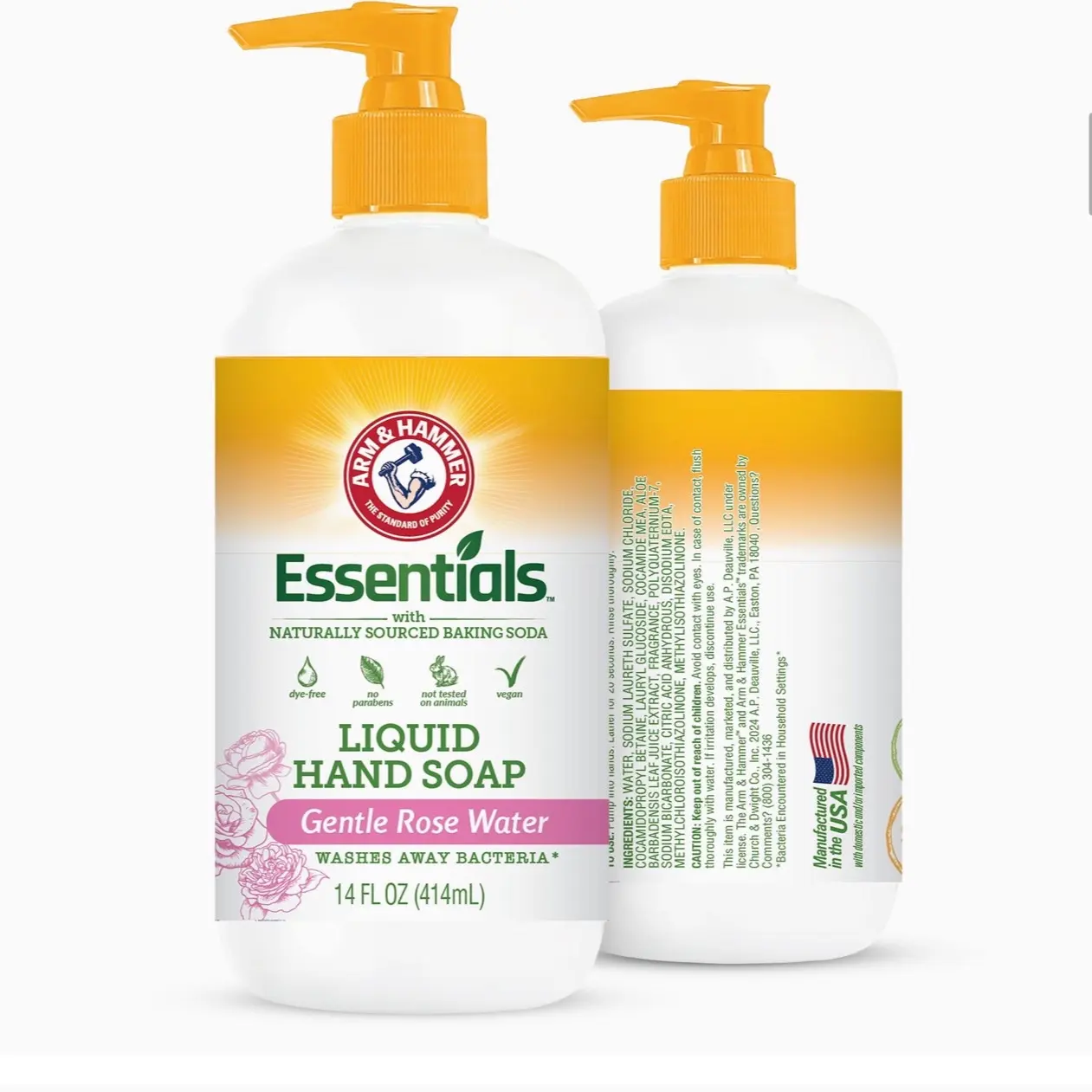 Arm & Hammer Liquid Hand Soap for Skin Cleaning - Hand Soap for Kitchen & Bathroom with Gentle Rose Scent - Natural Hand Soap Cleanses, Softens 14 FL Oz (414ml) Comfort Daily