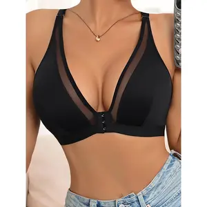SERACAL 1 Piece Women's Low Cut Front Closure Wireless Push Up Bra No Padding Supportive Lift Underwear for Daily Everyday Wear