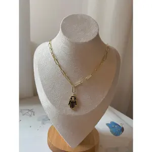 Paper Clip Hamsa Necklace