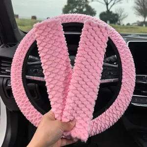 3pcs Creative Fish Scale Car Steering Wheel Cover and Shoulder Pads, Anti-Slip Sweat Absorbent, Better Grip, Comfortable Driving Experience, Car Accessories, Girly Car Interior Sets