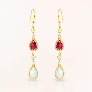Double Gemstone Drop Earrings