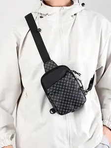 Men's Pu Leather Zipper Belt Bag, Casual Solid Color Chest Bag for Daily Used, Trendy Versatile High-quality Daily Commuting Bag, Girl Shopping Bag, Waist Bag, Zipper Fanny Pack