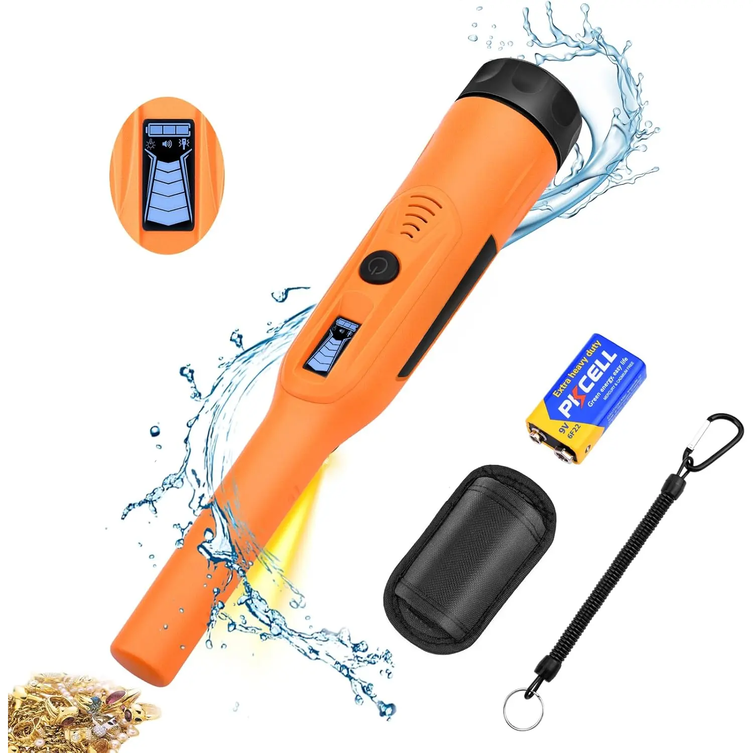 Metal Detector Pinpointer for Adults & , Waterproof Handheld Pin Pointer Wand, Hight Sensitivity 3 Modes Pinpointing for Finder Probeor Gold, , Detecting Treasure