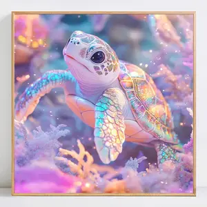 Dreamy Turtle Pattern DIY 5D Diamond Arts Colorful Painting Kit without Frame, 1 Set DIY Diamond Arts Colorful Painting for Beginner, Wall Art Decor for Home Room
