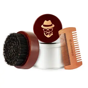 Boar Bristle Beard Brush and Black Walnut Wood Comb Kit for Men – Taming and Softening Facial Hair , Silko Brush Official Haircare Pack