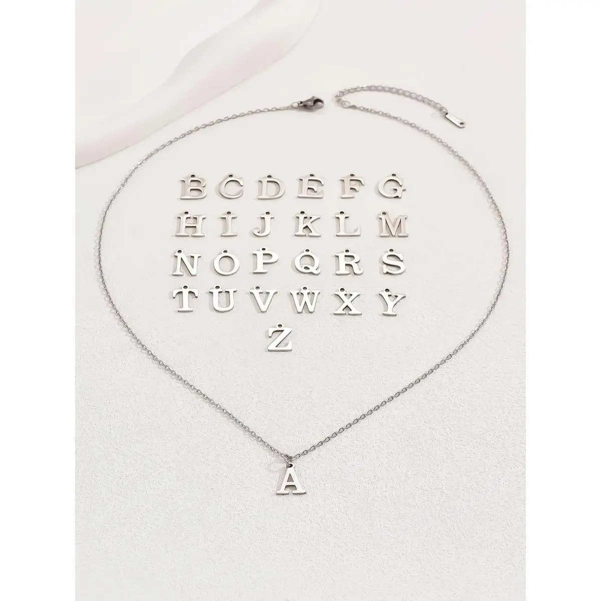 Women's Casual Stainless Steel Decorative Charm Necklace - Custom Letter Motif Pendant, Ideal for Gifting, Decorative Charm Necklaces, Custom Letter Motif Necklaces
