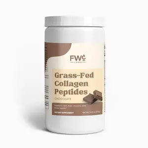FWCLABS Chocolate Collagen Peptides Powder - Grass-Fed Daily Supplement for Wellness Support | Hydrolyzed Bovine Peptides with Cocoa Powder - Non-GMO & Sugar-Free - 378g