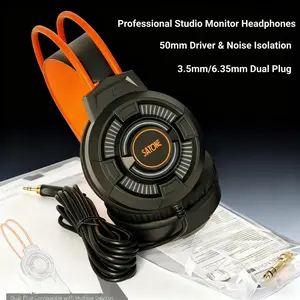 Professional Monitoring Headphones Closed Back Design Lightweight Comfortable High Fidelity Sound Dual Plug Wired Headphones for All Devices Electronic Headset