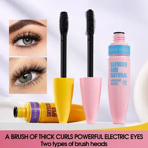 Waterproof Curling Mascara, Lengthening Volumizing Mascara, Smudge-Proof Long Lasting Eye Makeup
