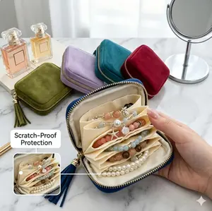 Velvet Mini Jewelry Pouch, Portable Flannel Jewelry Storage Bag with Tassel, Zipper Travel Organizer for Earrings Necklace Rings, Luxury Small Cosmetic Coin Purse Women Gift Essentials