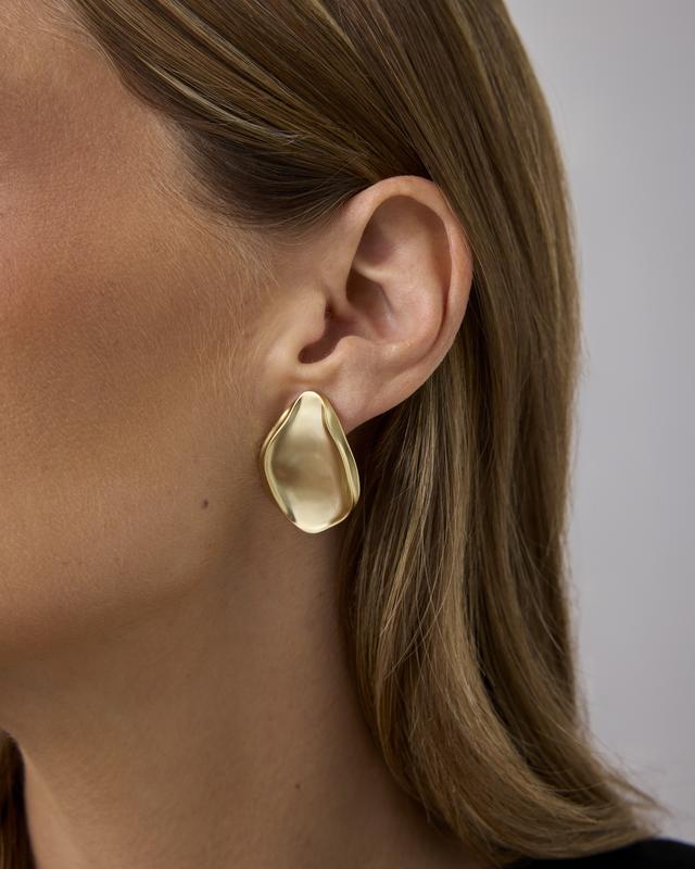 PAVOI Gold Plated Teardrop Brushed and Textured Stud Earrings for Women - Statement Earring Pair