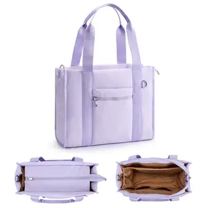 Fancy Forest Work Tote Bag for Women, Zippered Puffer Tote Crossbody, Lightweight Multi-Pocket, RFID Pocket, Luggage Sleeve