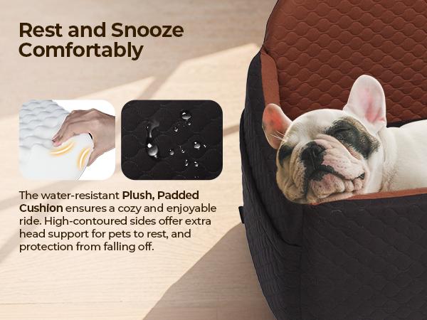 PAWGIANT Portable Dog Car Seat, Stylish Travel Carrier, Dog Car Seat for Large Medium Dogs Pet Car Seat Under 55 lbs or 2 Puppies Removable Washable Pets Travel Booster Bed for Automotive Backseat with Comfy Thick Cushion 2 Safety Leashes,  Black Brown