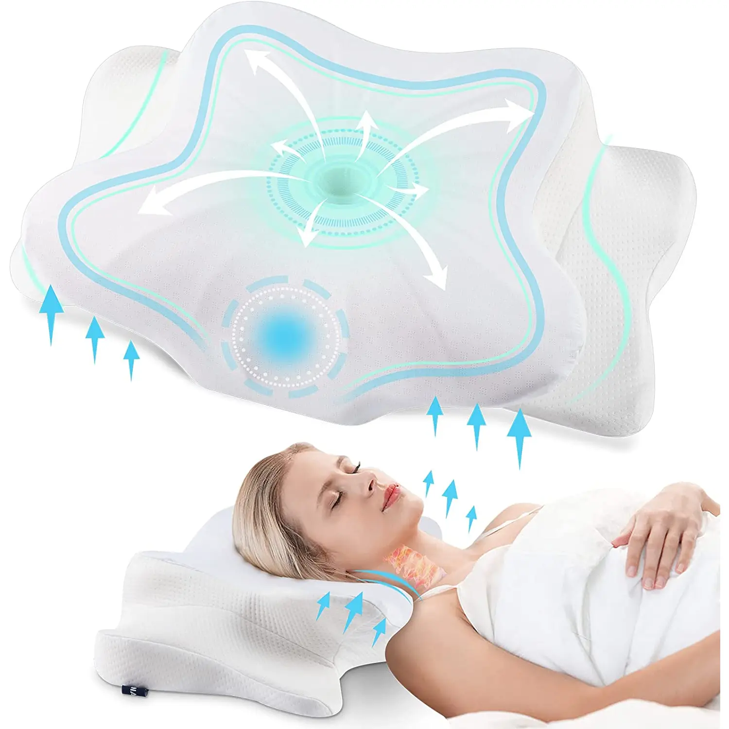 DONAMA Cervical Pillow for Neck and Shoulder,Contour Memory Foam Pillow,Ergonomic Neck Support Pillow for Side Back Stomach Sleepers with Pillowcase-King Size DONAMA