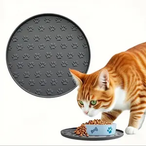 Cat Feeding Mat, Non-Slip Bowl Pad, Waterproof Silicone Mat, Prevents Spills and Slow Feeding, Suitable for Dogs Cats Rabbits Hamsters