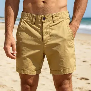 Name 5" Inseam Men's Shorts Cotton Casual Wear with Pockets Zipper Comfortable Relaxed Fit Tropical Menswear Summervibes Khaki tiktokshopspringglowup