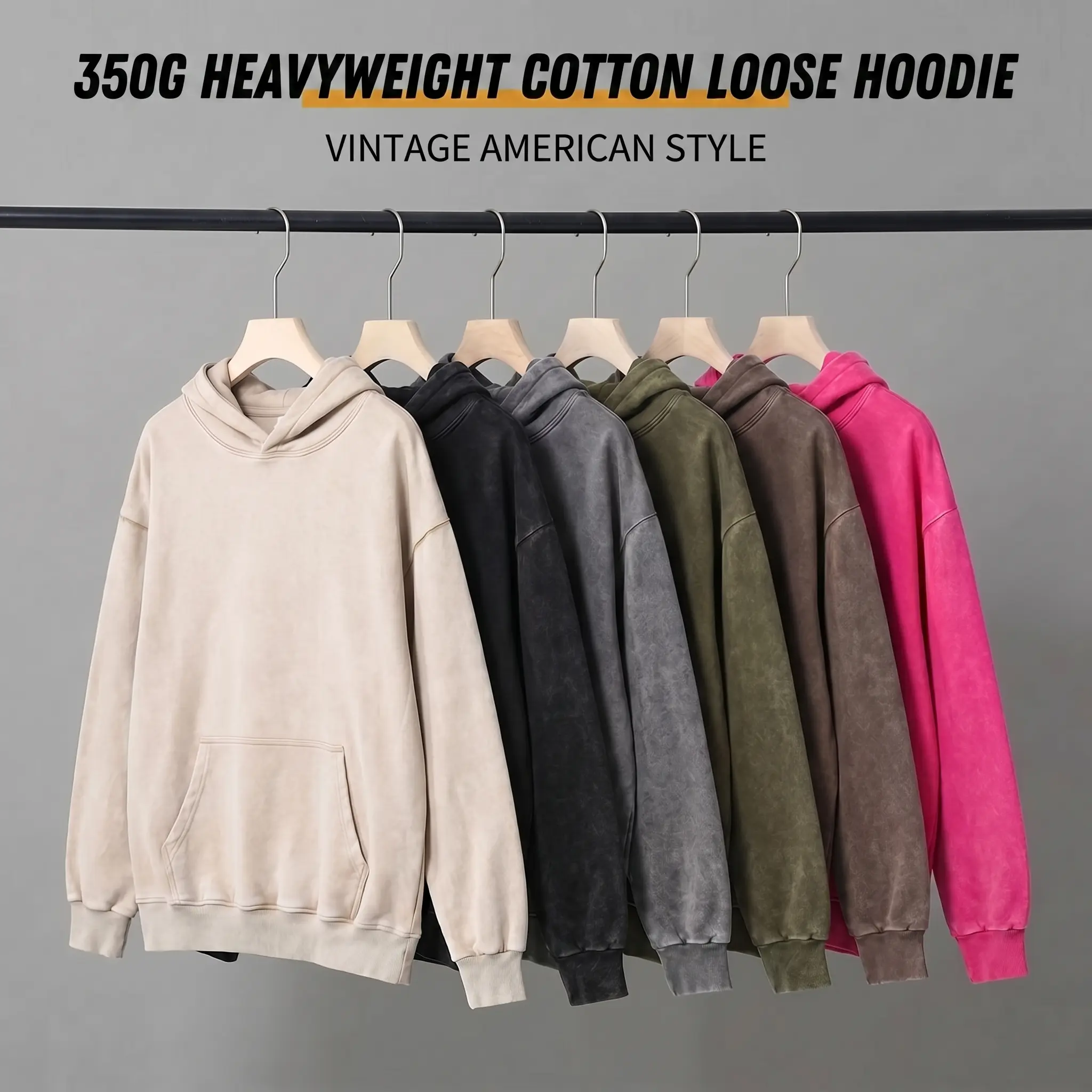 Women's 350GSM Heavy Plain Hoodie - 80% Cotton, Drop Shoulder, Relaxed Fit, Long-Sleeve Pullover, Classic Kangaroo Pocket, Durable 90s American Retro Sporty Chic Style, All Seasons Cozy Fashion Casual Streetwear Athleisure Top for Daily Campus