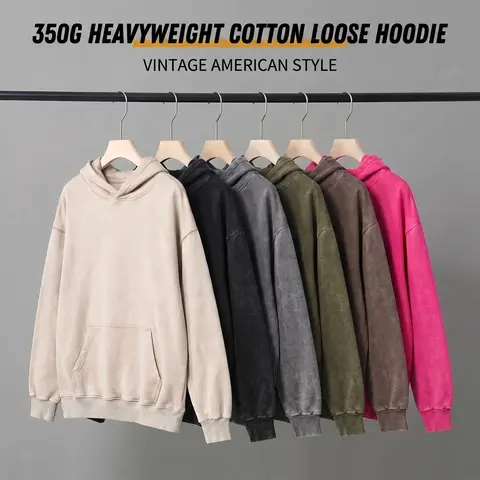 Women's 350GSM Heavy Solid Hoodie Sweatshirt - 80% Cotton, Drop Shoulder, Relaxed Fit, Long Sleeve Pullover, Classic Kangaroo Pocket, Durable Vintage 90s American Sporty Chic, Machine Wash, All Seasons Cozy Streetwear Athleisure Top for Daily Campus
