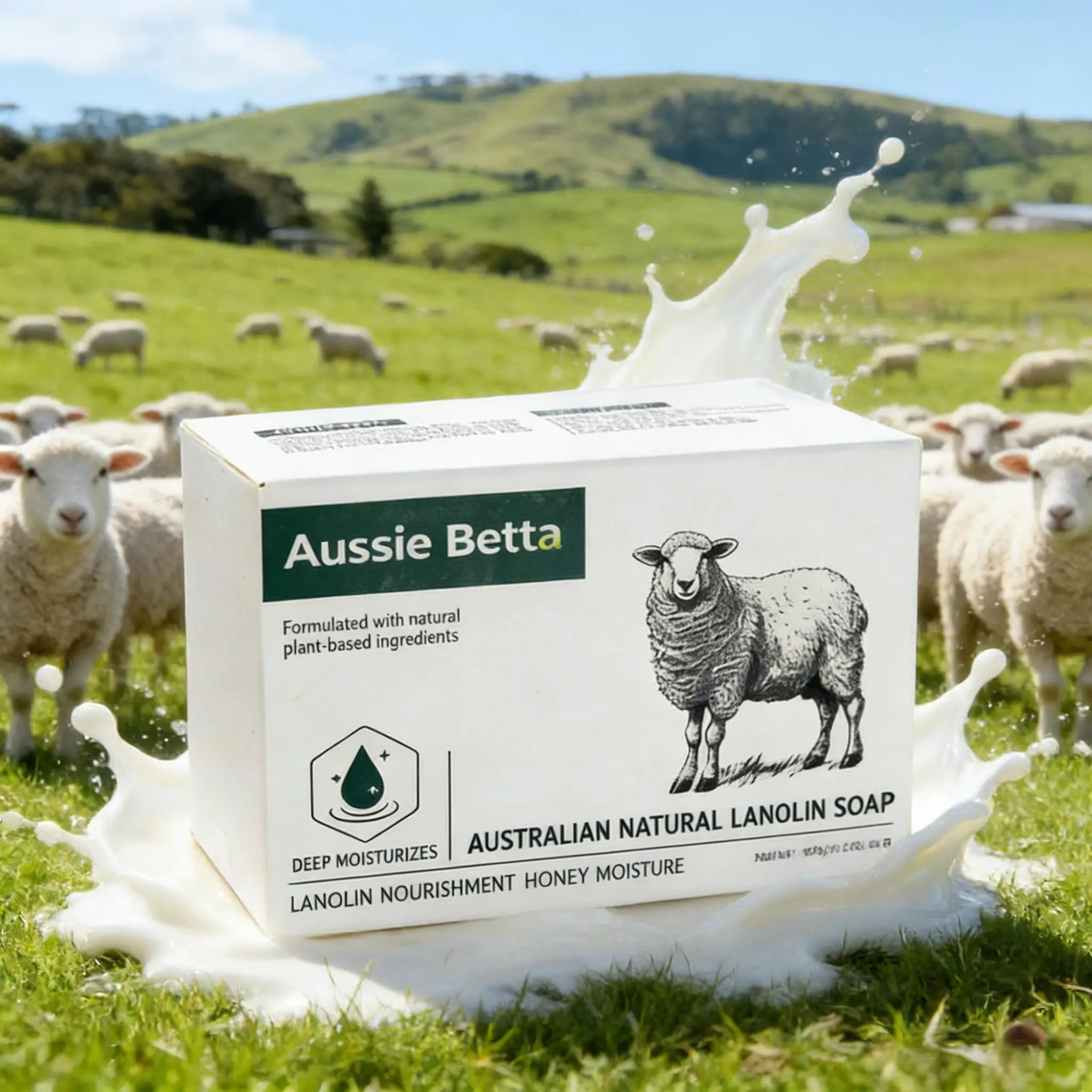 Natural Lanolin Soap with Tea Tree & Honey | Deep Moisturizing Brightening Soap Bar for Dry & Sensitive Skin Australian Aussie Betta| Kojic Acid & Shea Butter Nourishing Cleanser