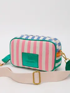 Fashion Women's Crossbody Messenger Bag, Colorblock Design, Adjustable Strap, Letter Stripe Zipper, Ideal for Daily Use, Travel, Office