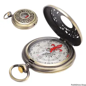 Brass Gold Pocket Compass, Waterproof Portable Navigation Tool, Premium Copper Craft For Outdoor Camping Hiking And Adventure Activities