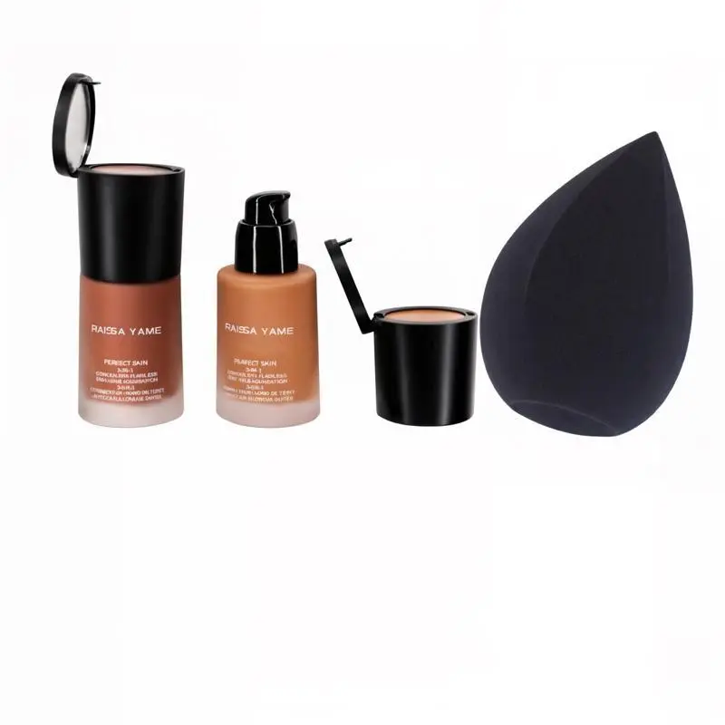 Raissa Yame Beauty Foundation & Concealer Set, Full Coverage Cosmetic for a Smooth, Flawless Finish, Includes Large Sponge Applicator