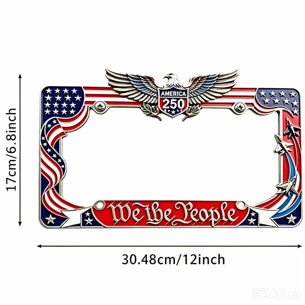 250th Anniversary USA Patriotic Aluminum License Plate Frame (1776-2026) with American Flag, Standard US Car Tag Holder with Screws, Personalized Automotive Exterior Car Accessories fathersdaygift