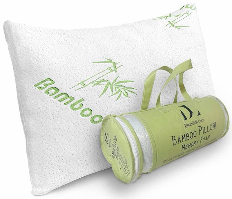 Dreamfield Linen Bamboo Pillow Memory Foam - Soft & Supportive for a Restful Night's Sleep
