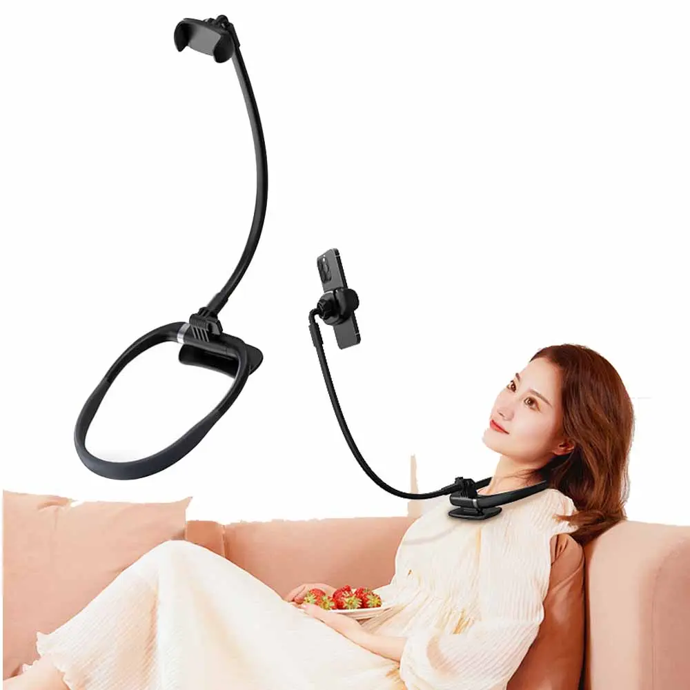 Slim Silicone Neckband Mobile Holder, Flexible Gooseneck Mount with Breathable Comfort Fit, 360° Rotatable Hands-Free Clip for Sports & TikTok, Accessories, Flexible Mount, Phone, Portable, Cellphone, Durable, Gooseneck Type, Travel Users, Smartphone, Cli