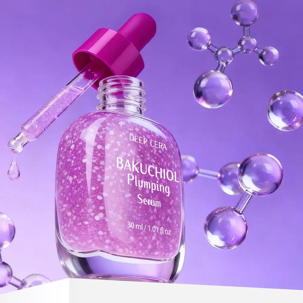 Bakuchiol Plumping Serum, 100% Plant-Derived Bakuchiol, 30ML, Smooth Firming Hydrating Essence, 5 Ceramides & 10 Peptides & Adenosine, Firming Moisturizing Serum