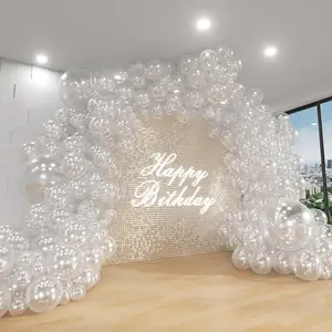 Clear Balloon Arch Kit, 143Pcs Transparent Clear Latex Balloon Garland kit, 18 12 10 5 Inch Different Size Balloons for Wedding Bridal Shower Anniversary Shower Birthday Party Decorations