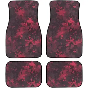 Camouflage Car Floor Mats, Red Black Camo All Weather Car 1st & 2nd Row Floor Mats Interior, Army Military Camo Carpet Universal for SUV Sedan Car Trucks ﻿