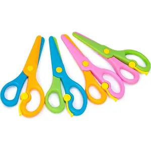 Safety , 4 count Blunt Tip Scissor   Art Supplies for , Anti-Pinch Design,  Hand Eye Coordination Development, Playdough Tools Crafts Essentials