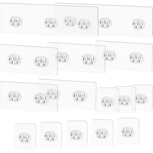 15 Pack Shower Caddy Adhesive Replacement - Strong No Drilling Shower Shelf Adhesive Hooks for Bathroom Storage Shelves & Kitchen Racks, 3 Sizes Included
