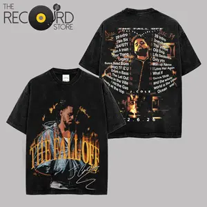 The Fall-Off Album Tracklist Graphic - J. Cole 2026 Official Premium Washed T-Shirt For Cold World, Disc 29, Disc 39 Hip-Hop Shirt, Gift For Jermaine Lamar Cole Fan Graphic Tee, Cole World Music Fan Merch Shirt