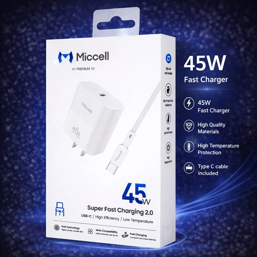 45W GaN USB-C Fast Charger with USB-C to USB-C Cable
